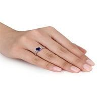 1-Carat T. G. W. stvorio plavo-bijeli safirni dijamant-Accent 10kt bijeli Zlatni tri kamena prstena