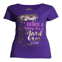 Mardi Gras ženska perle & Bling kratki rukav T-Shirt