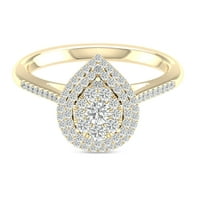 Imperial 1 3Ct TDW dijamant 10k žutog zlata kruška u obliku klastera Halo zaručnički prsten