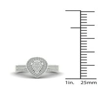 1 3ct TDW dijamant s Sterling Srebrna kruška u obliku klastera Halo Svadbeni Set