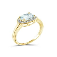 JewelersClub Aquamarine Prsten Birthstone Nakit-1. Karatni akvamarin 14k pozlaćeni srebrni prsten nakit sa