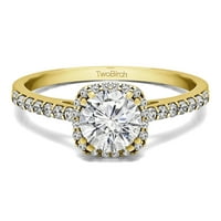 Prsten Svadbeni SET:zaručnički prsten sa dijamantima i Moissanite Centrom od 14k žutog zlata