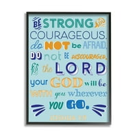 Stupell Industries Be Strong Religious Blue Orange Inspirational Word Design Framed Wall Art by the Saturday