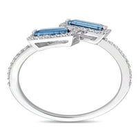 Carat t.g.w. London-Blue Topaz i Carat T.W. Diamond 14kt bijeli zlatni otvor zaobilazni prsten