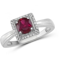 1. Karat T. G. W. Ruby dragi kamen i prsten od srebra s naglaskom na bijeli dijamant