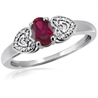 0. Carat T. G. W. Ruby dragi kamen i naglasak bijeli dijamant ženski prsten