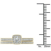 Carat TW Diamond 10kt set Zaručničkog prstena u obliku jastuka od žutog zlata