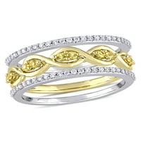Tangelo Carat T. G. W. Žuti safir i karat T. W. dijamant 14k Bijelo zlato Infinity 3-dijelni prsten Set