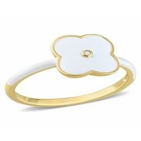 Miabella ženski kreirani bijeli safir žutog zlata presvučen Sterling srebrom bijeli emajl cvjetni prsten