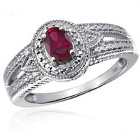 JewelersClub Ruby Prsten Birthstone Nakit-0. Karat Ruby 0. Srebrni prsten nakit sa bijelim dijamantskim naglaskom-prstenovi
