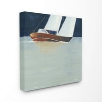 Stupell Industries mirna prozirna morska jedrilica okean plava smeđa plaža slika na platnu zid Art by treći