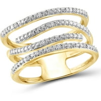 Bijeli dijamant Accent 14kt zlato preko srebrnog talasa otvoreni prsten