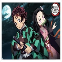 Demon Slayer - Tanjiro & Nezuko Noćni zidni poster, 22.375 34 Uramljeno