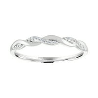Brilliance Fine nakit srebra i istinski dijamant naglasak Slaganje Twist prsten