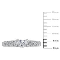 Carat T. G. W. stvorio bijeli safir i dijamantski naglasak Sterling Silver Heart Promise prsten