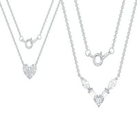 Fine posrebrena dvostruka ogrlica Set sa simuliranim dijamantima za odrasle