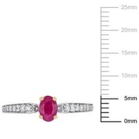 Miabella ženski karatni Ovalni rez T. G. W. Ruby i T. W. Diamond 10kt dvobojni zaručnički prsten od bijelog