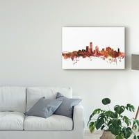 Zaštitni znak likovne umjetnosti 'Milwaukee Wisconsin Skyline Red' platnena Umjetnost Michaela Tompsetta