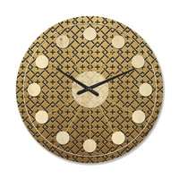 Designart 'Metallic Golden Luxury Geometrics XII XVIII' Mid-Century Modern Wood Wall Clock