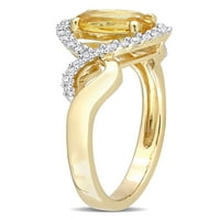 Karat T. G. W. citrin i karat T. W. dijamant 10kt žuto zlato Halo beskonačni prsten