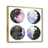 Designart' mjesečeve faze s nebom i zvijezdama ' boemski i eklektični uramljeni platneni zidni umjetnički