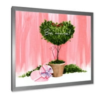 Designart 'Be Mine Valentine House Plant U Obliku Srca' Farmhouse Framed Art Print