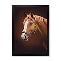 Designart 'Close Up portret smeđeg konja sa bijelim nosom II' seoska kuća uokvirena umjetničkim printom