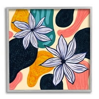 Stupell Industries Retro cvjetni oblici aranžman grafička Umjetnost siva uokvirena Art Print zidna umjetnost, dizajn ziwei Li