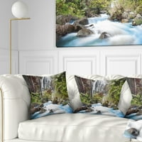 Designart plavi vodopad Klonglan - jastuk za bacanje fotografije - 16x16