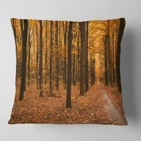 Designart žuto drveće i otpalo lišće - moderni jastuk za šumsko bacanje - 16x16