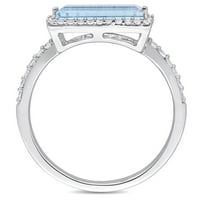 Miabella ženski 1-karatni Nebeski plavi Topaz, bijeli safir, srebrni oreol prsten od srebra