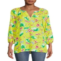 Pioneer Woman seljačka bluza sa dugim rukavima sa cvjetnim V izrezom