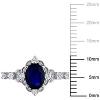 Miabella ženski CT difuzni plavo-bijeli safirni dijamantski naglasak 10kt oreol prsten od bijelog zlata
