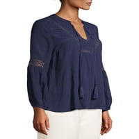 Como Blu ženska seljačka bluza sa resicama