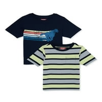Wrangler Boys kratke rukave grafičke i prugaste majice, 2-Pakovanje, veličine 4 - & Husky