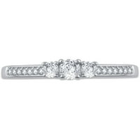 Arista Carat T. W. okrugli dijamant 3-kamen Plus zaručnički prsten od 10k bijelog zlata