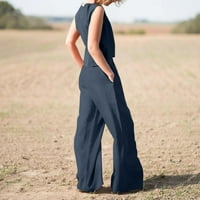 UUBLIK Fashion Woman Okrugli izrez SOLISA Bluza bez rukava + labavi džepovi setovi hlače