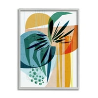 Stupell Summer Tropics Sažetak Botanicals Apstraktna Slika Siva Uokvirena Umjetnost Print Wall Art