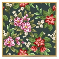 Designart 'Vintage Red and Pink Wildflowers I' tradicionalni uramljeni platneni zidni umjetnički Print