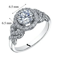 14k bijeli zlatni simulirani dijamantni zaručnički prsten 1. Carat Center Halo stil veličine 4-10