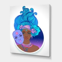 Designart 'portret Afro američke djevojke s plavom kosom II' moderni platneni zidni umjetnički Print