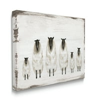 Stupell Industries Fluffy Farm ovčji karda Rustikalna zemlja Životinje Platno Zidno Art, 30, Dizajn Daphne