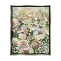 Stupell Apstraktno Cvjetanje Vrtno Cvijeće Botaničko I Cvjetno Slikarstvo Siva Plutač Uokvirena Umjetnost Print Zidna Umjetnost