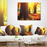 Designart jesenja stabla na suncu - pejzažni štampani jastuk za bacanje - 12x20