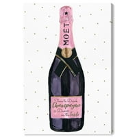 Wynwood Studio Drinks and Spirits Wall Art Canvas Prints 'Champagne and Stars Pink' Champagne - Pink, White