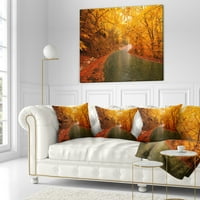 Designart jesenske svjetlosne staze na putu - jastuk za bacanje pejzažne fotografije-18x18