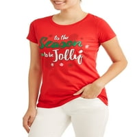 Ženski Božić praznik grafički kratki rukav T-Shirt