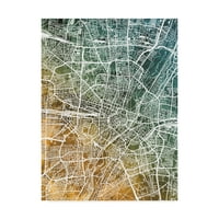 TRADMEMARK FINE ART 'München Njemačka karta grada Teal Orange' Platno umjetnost Michael tompsett