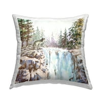 Stupell Industries Waterfall Wilderness Woodland Wolf štampani jastuk za bacanje dizajn Pip Wilson