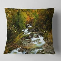 Designart Flowing River u jesen - jastuk za bacanje pejzažne fotografije-18x18